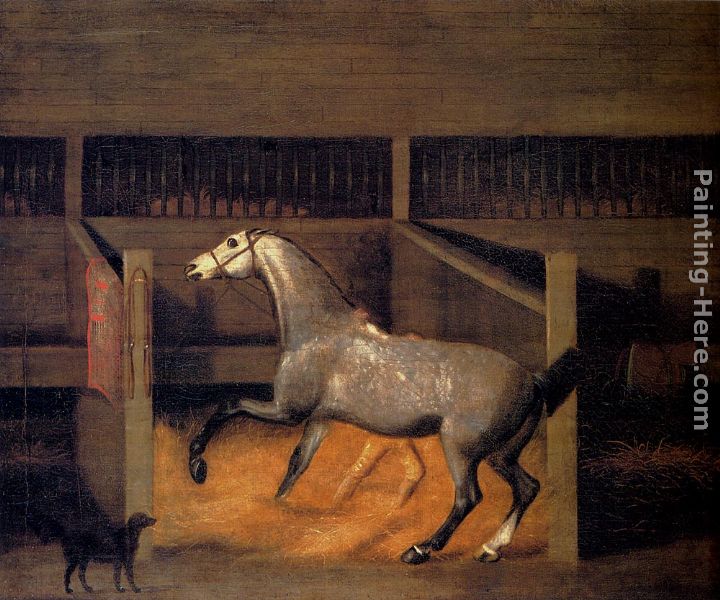 A Dappled Grey In A Stall painting - Francis Sartorius A Dappled Grey In A Stall art painting